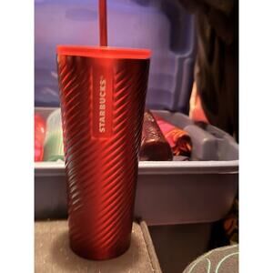 Starbucks Winter 2022 Holiday Red Swirl Stainless Steel Tumbler Cold Venti 24oz